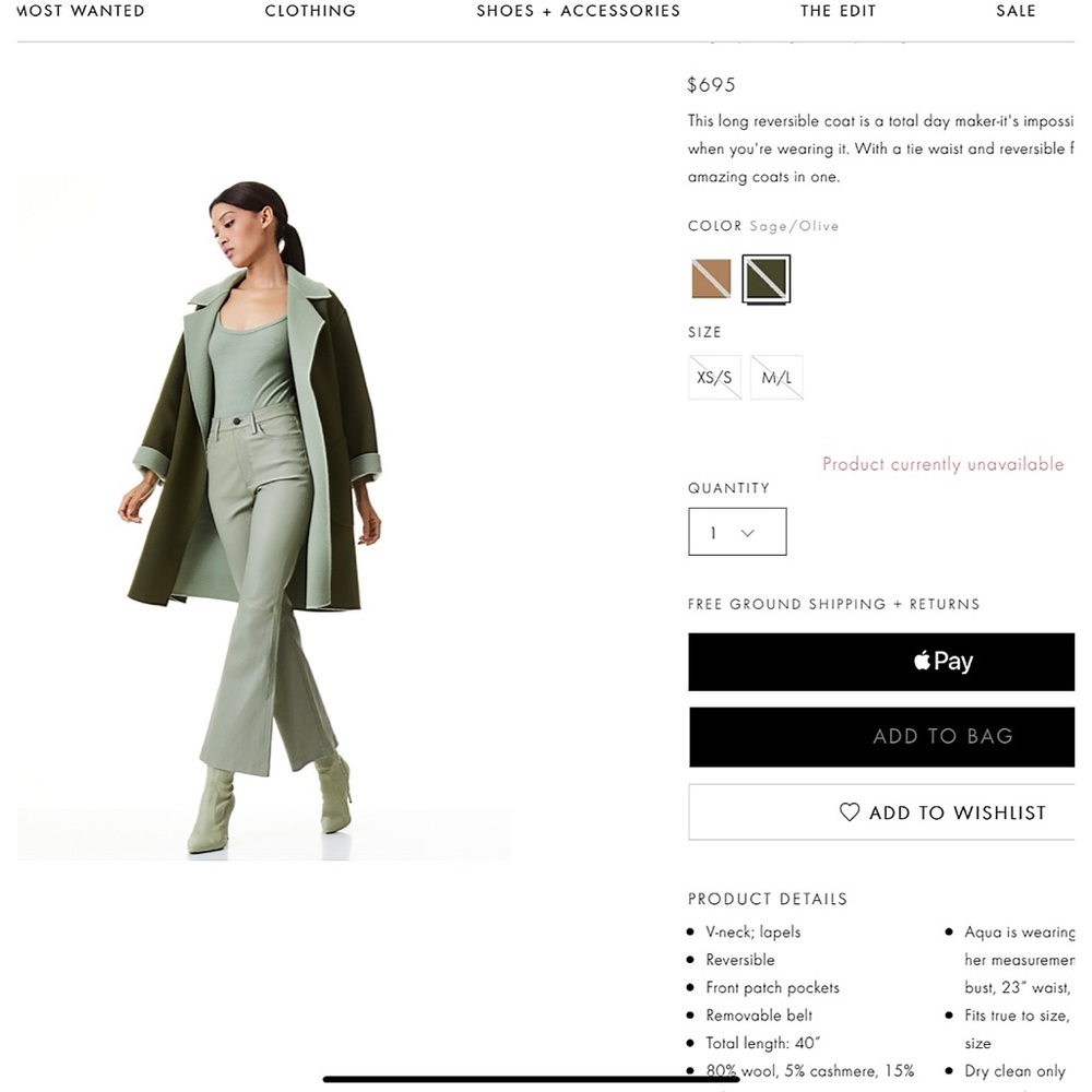 Alice + Olivia Tomiko Gorgeous Reversible Cashmere & Wool Blend Long Coat - Picture 3 of 16